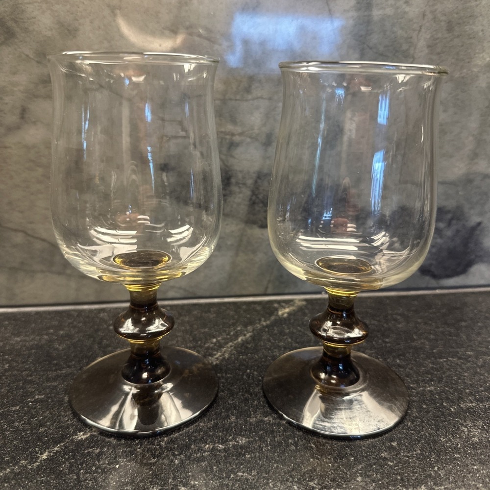 Libbey Tulip Tawny Glass Vintage 1960s Tulip Brown Wine Glass MCM 5 3/4" Tall